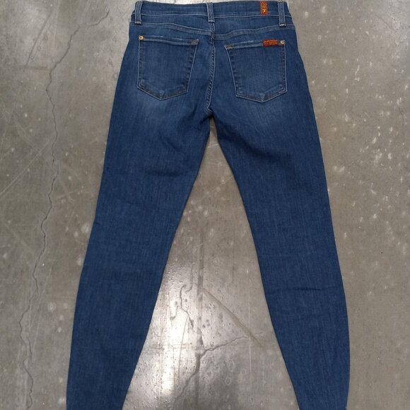 7 For All Mankind Asymmetrical Ankle Skinny Jeans Womens 26 Medium Blue - Picture 3 of 7